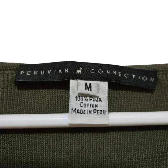 Peruvian Connection Pima Cotton Knit Sweater Long Dress Olive Green Size M #178 - Picture 3 of 4